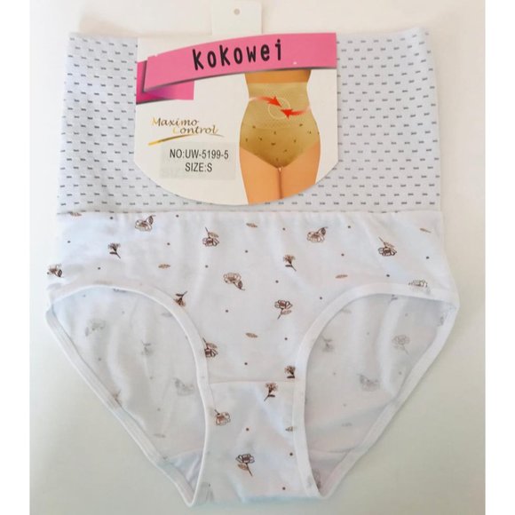 Women Flower High Waist Tummy Control Shape Intimate Underwear Panties White S - Picture 1 of 6